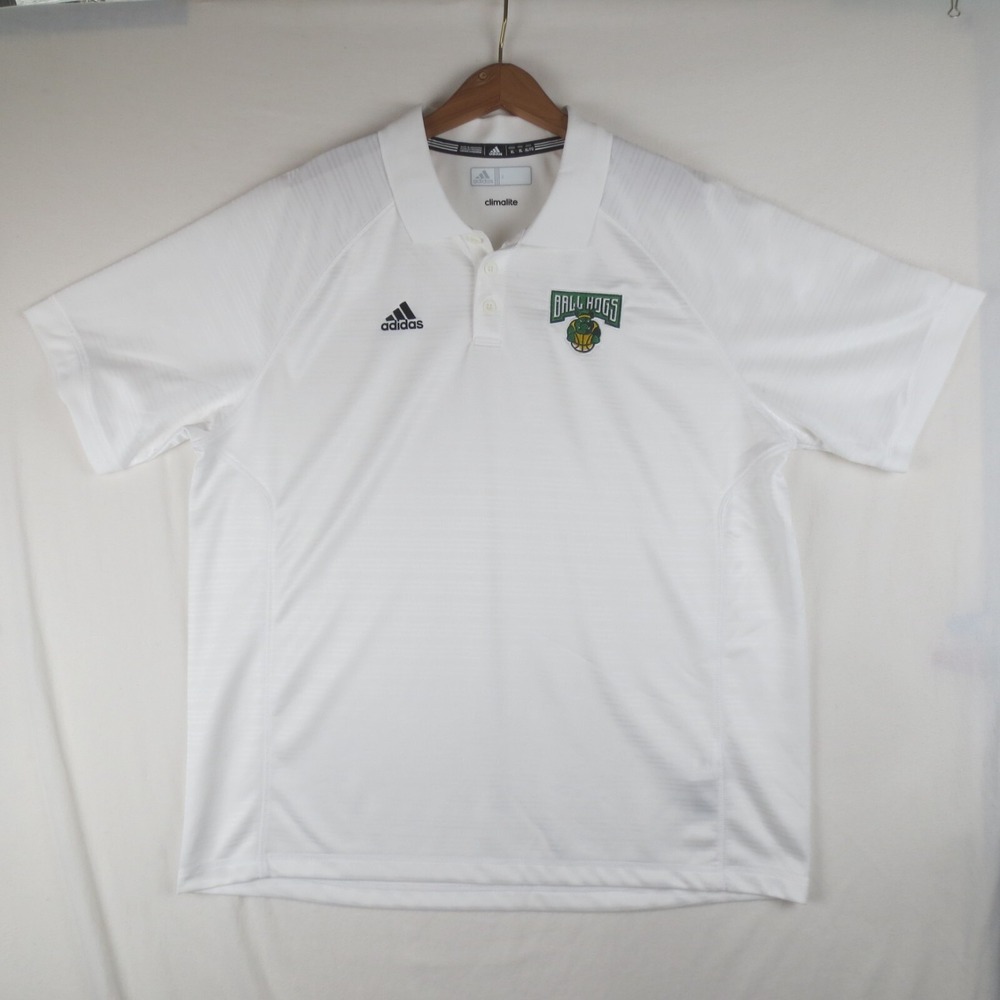 Ball Hogs Big 3 Basketball League Adidas Climalite Polo Shirt Mens XL White